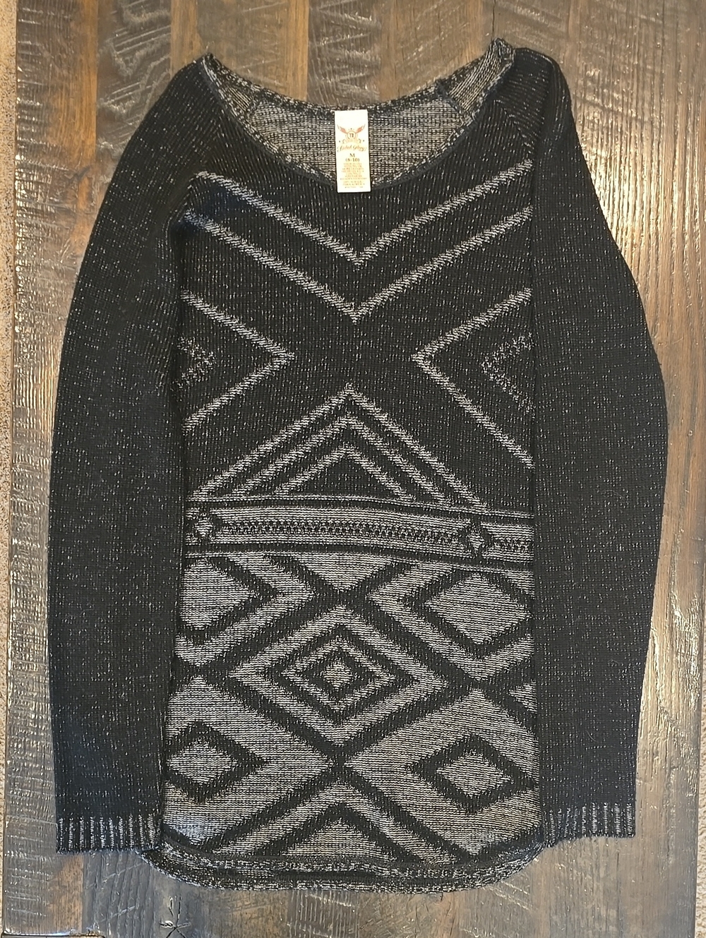 Faded Glory Black & Gray Marled Knit Sweater